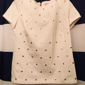 Michael Kors Ivory Blouse with Gold Dots